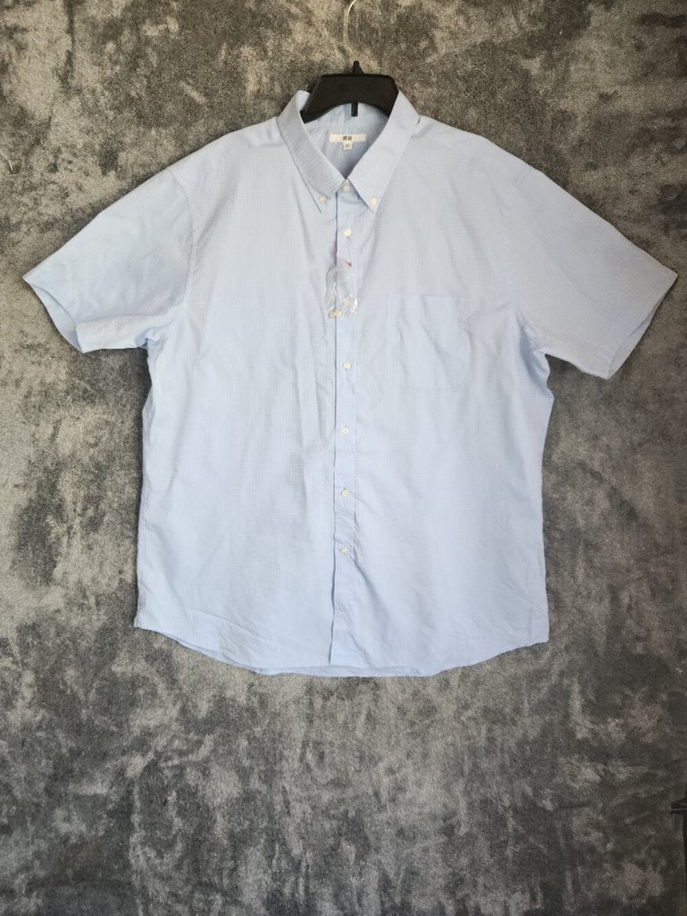 Uniqlo Men's Collared Striped Waffle Blue Short Sleeve Button Down Shirt Size 4X